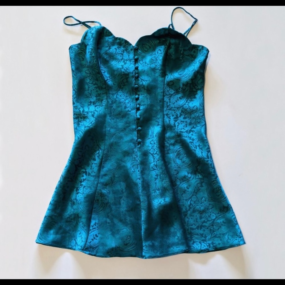 Silk mini dress teal blue